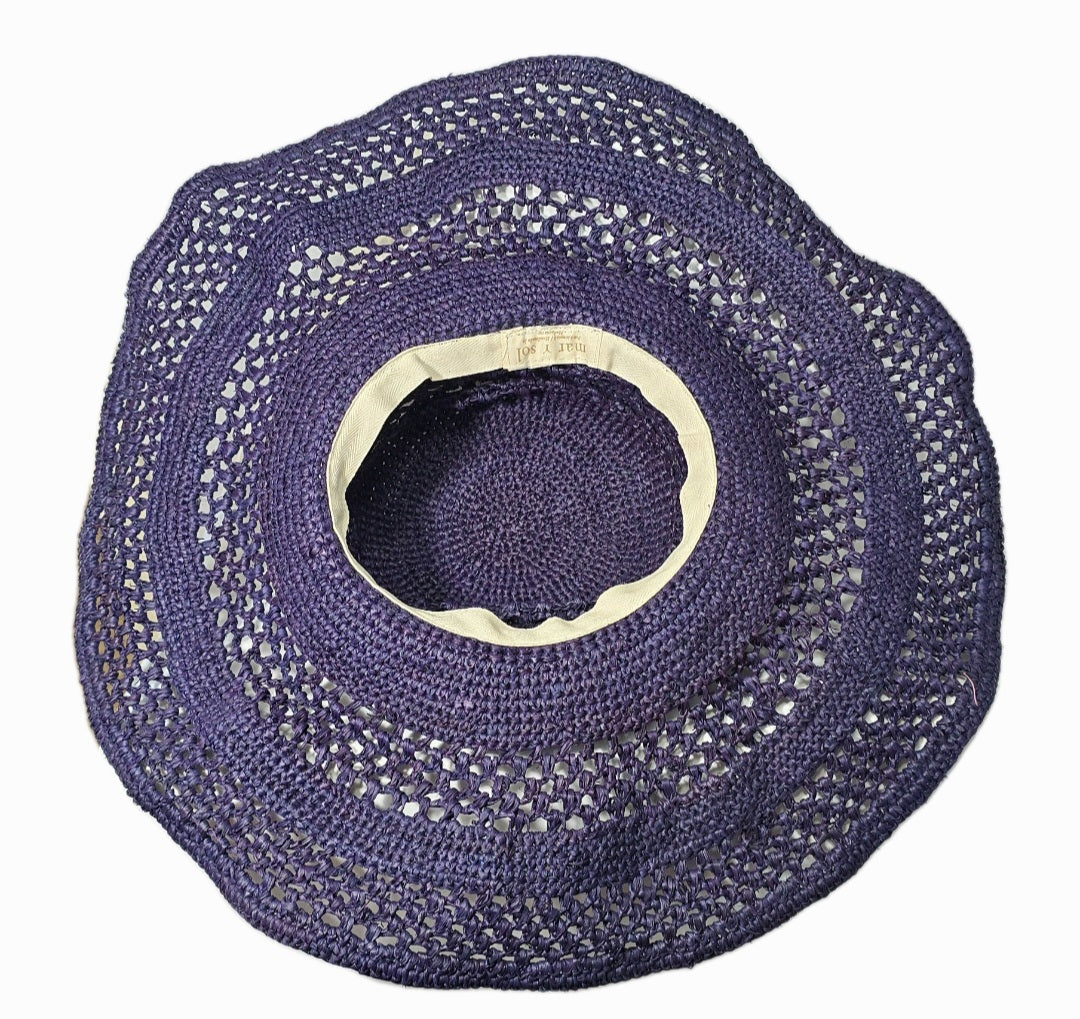 MAR Y SOL Wide Brim Navy Floppy Hat Summer Sun Fun Beach , Madagascar