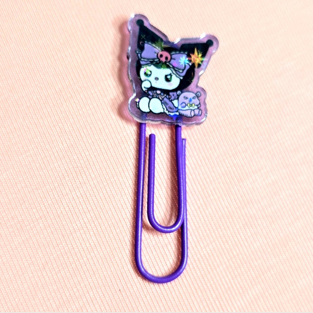 Kuromi Decorated Purple Paper Clips Metal Clip Set of 6