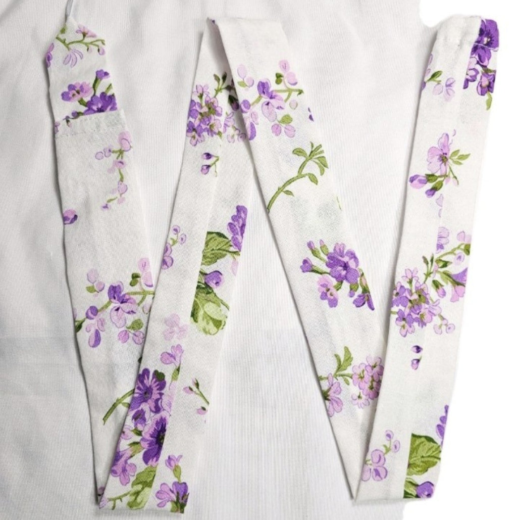 Handmade White with Purple Lavander Floral  Stethoscope Sleeve: Cotton Cover
