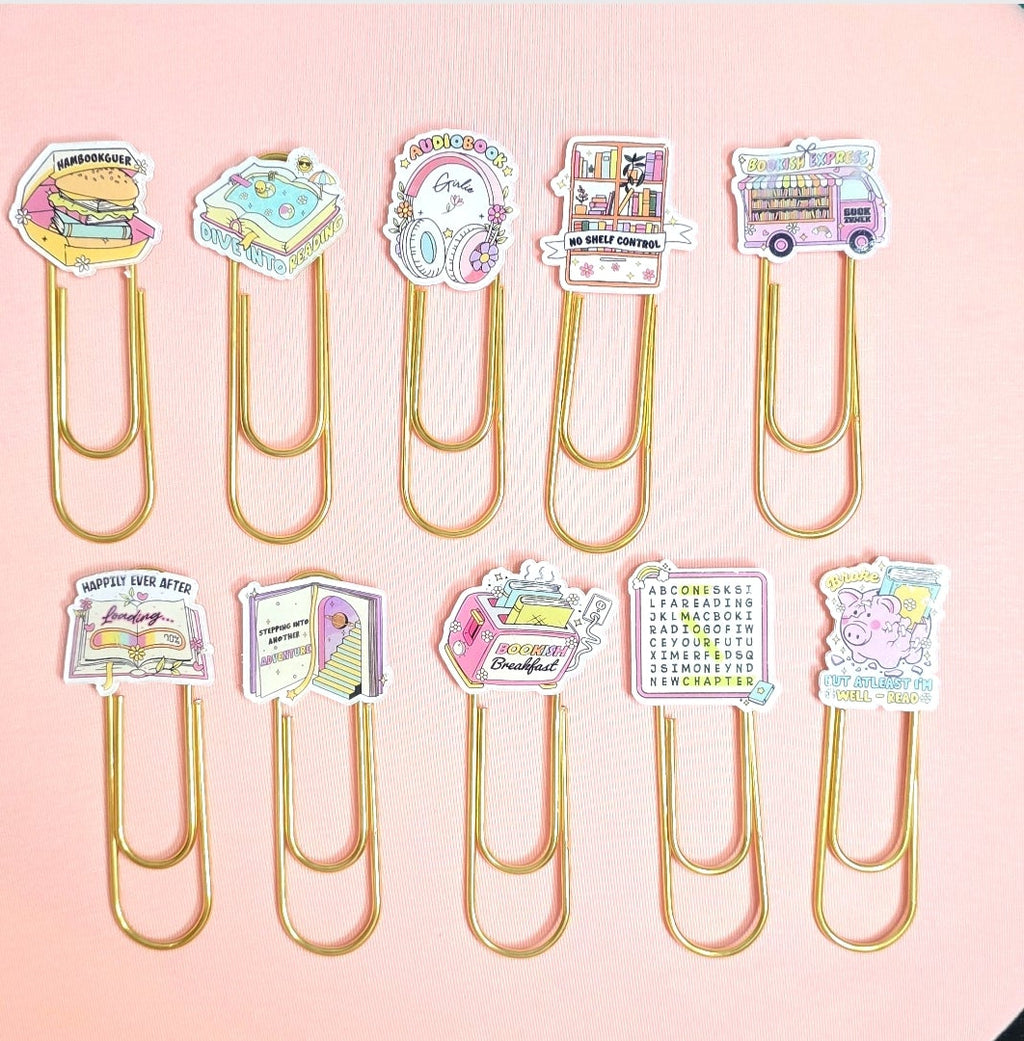 Jumbo Kawaii Bookmark Paper Clips: Teacher's Colorful Planner Journal Organizer