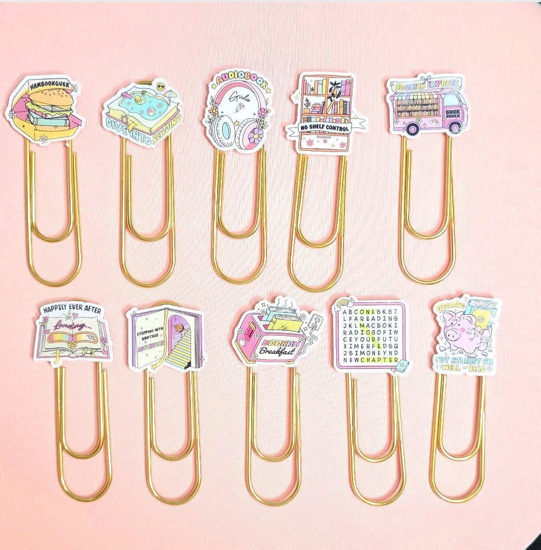 Jumbo Kawaii Bookmark Paper Clips: Teacher's Colorful Planner Journal Organizer