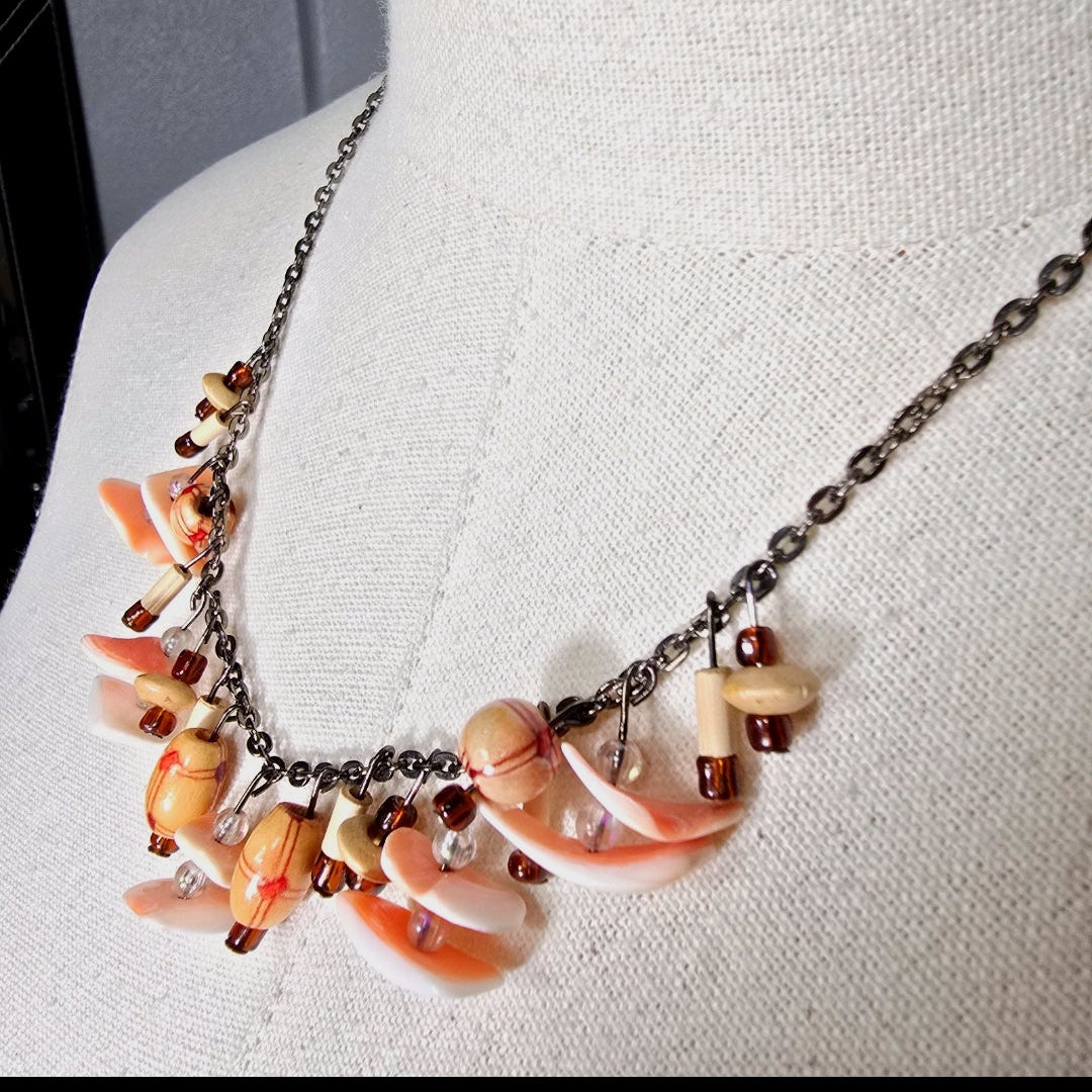 Beautiful Bohemian  Beach Coastal Style Shell Beaded Necklace