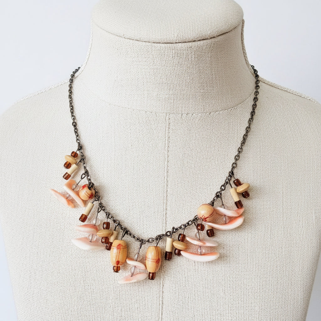 Beautiful Bohemian  Beach Coastal Style Shell Beaded Necklace