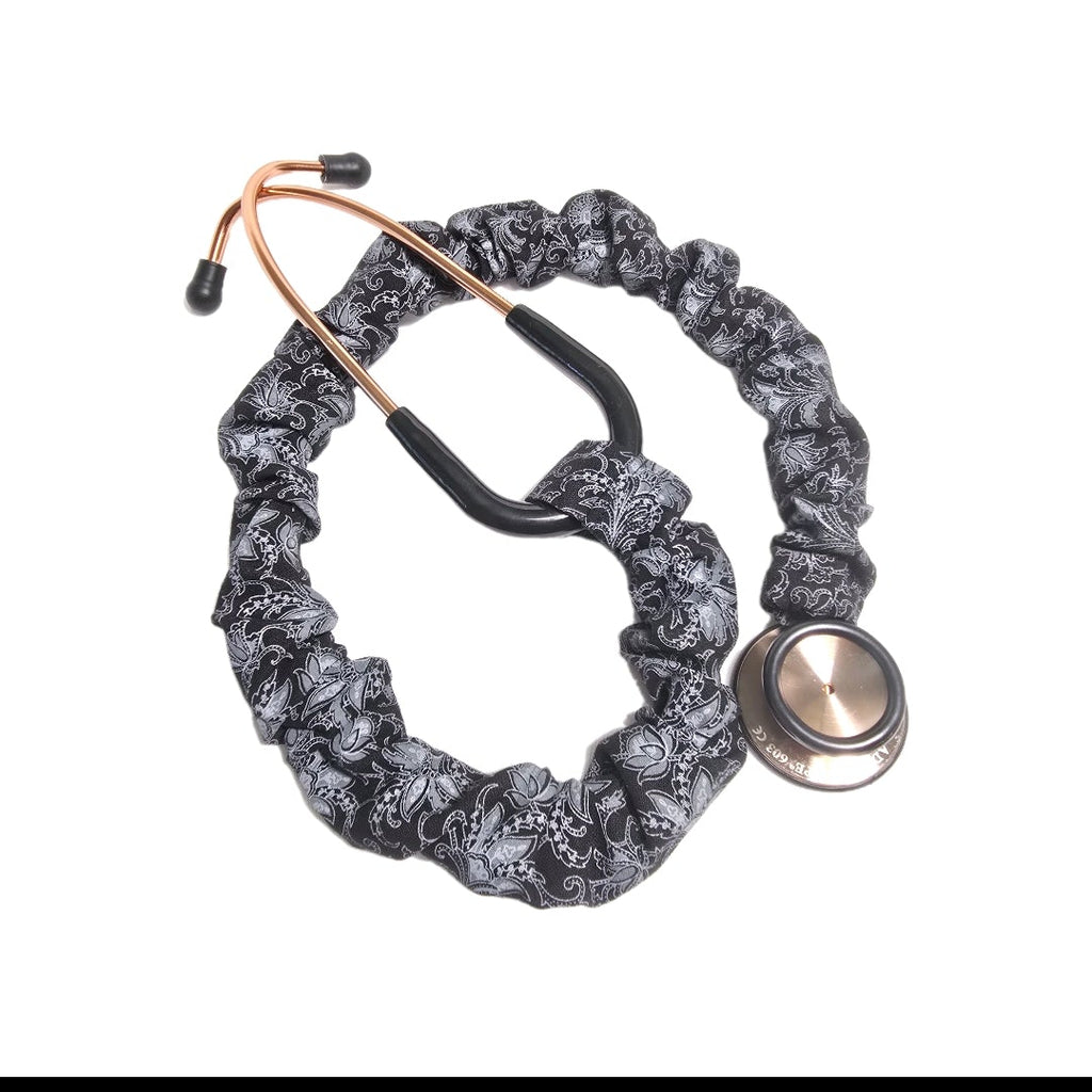 Handmade Black Paisley Stethoscope Sleeve: Washable Cotton Cover