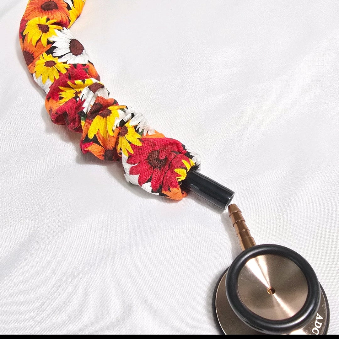 Handmade Colorful Sunflower Print Stethoscope Cover Sleeve Scrunchie
