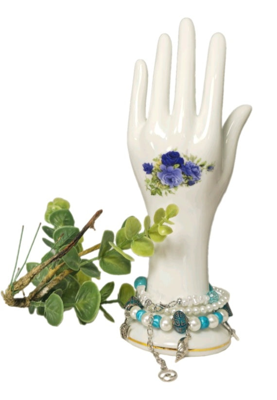 Ocean Life Beach Stackable White and Torquiose  Mixed Beaded Stretchy Bracelets