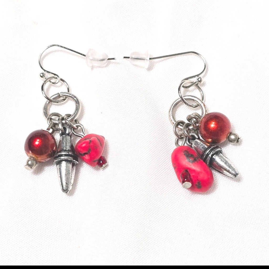 Upcycled Vintage Chicos Red Beaded Bohemian Preppy Y2K Jewelry Necklace Set
