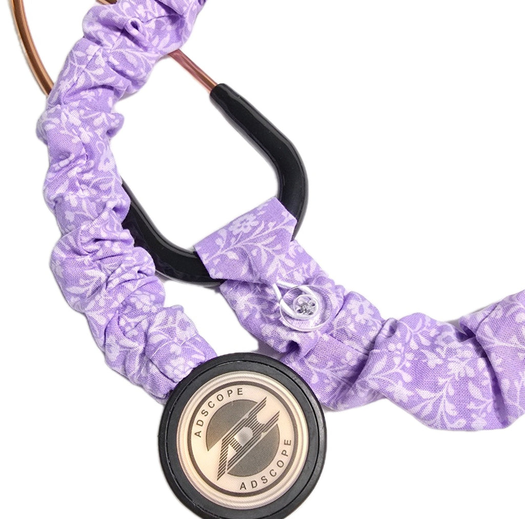 Handmade Purple Lavander Floral  Stethoscope Sleeve: Cotton Cover