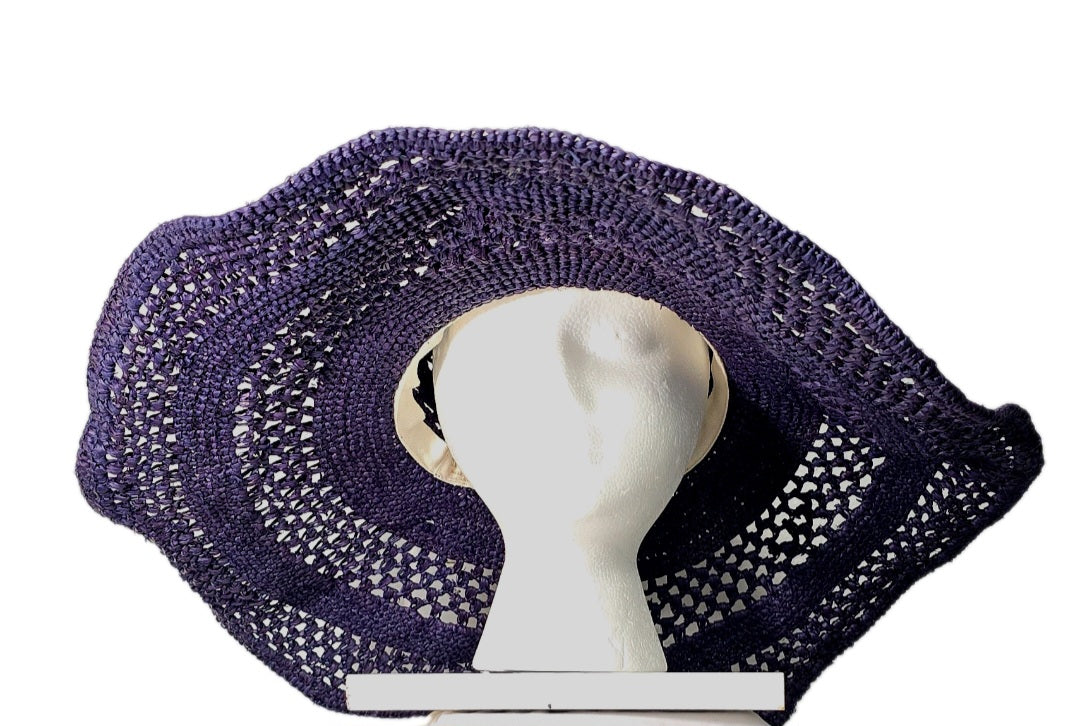 MAR Y SOL Wide Brim Navy Floppy Hat Summer Sun Fun Beach , Madagascar