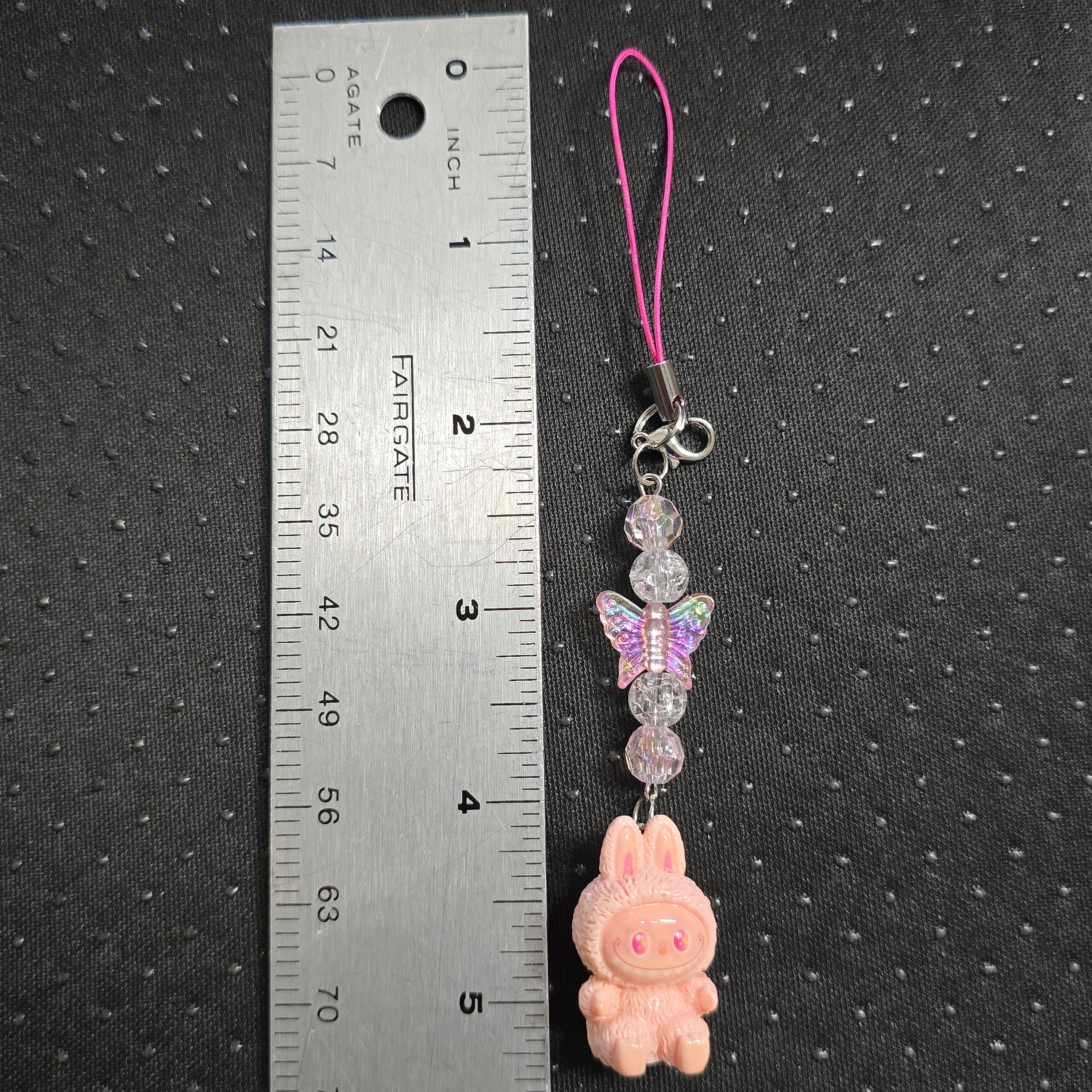 Cute Pastel Orange Kawaii Beaded Monster Key Chain or Phone Charm