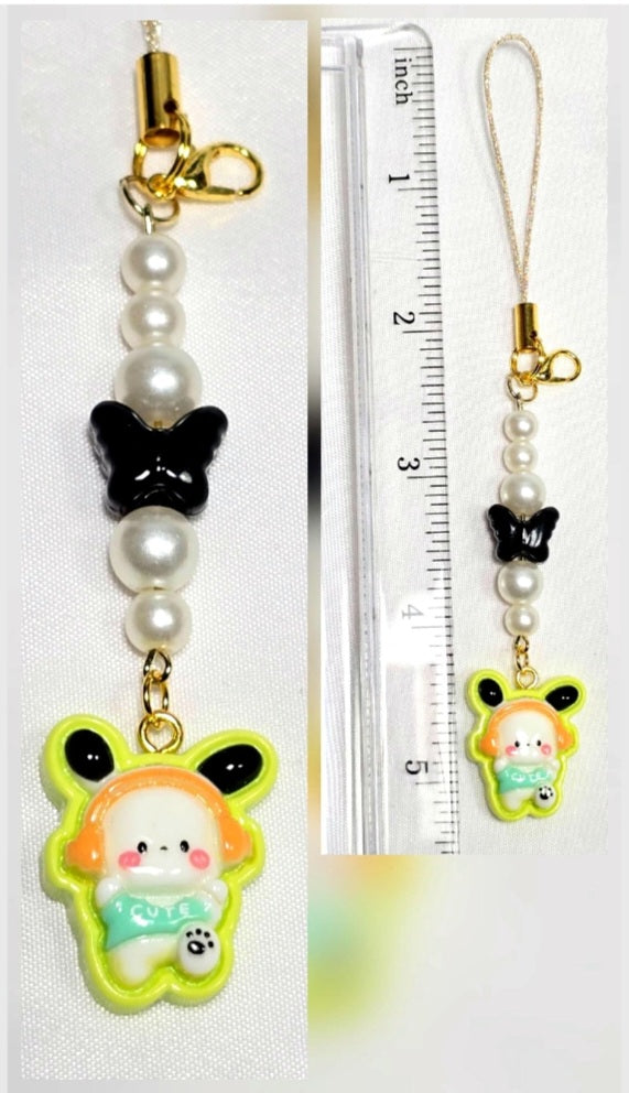 Cute Pochacco Kawaii Beaded Key Chain or Phone Charm