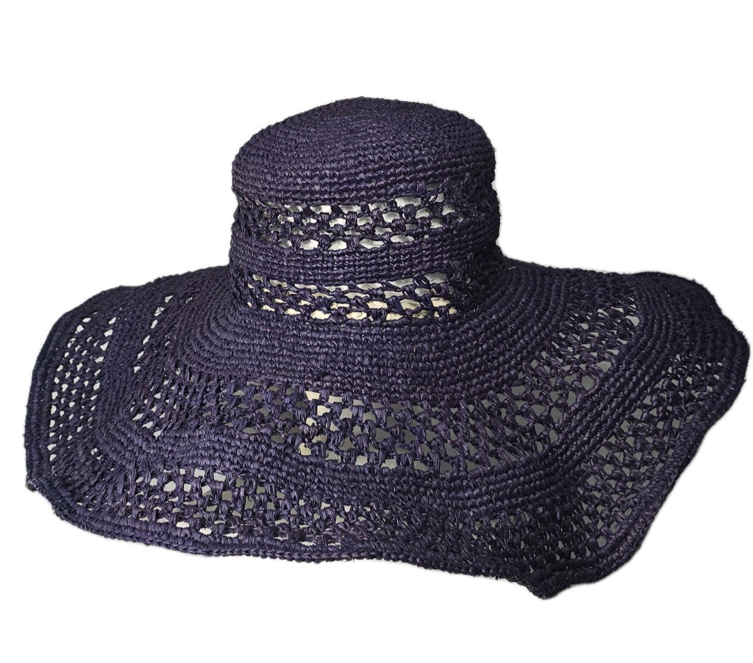 MAR Y SOL Wide Brim Navy Floppy Hat Summer Sun Fun Beach , Madagascar