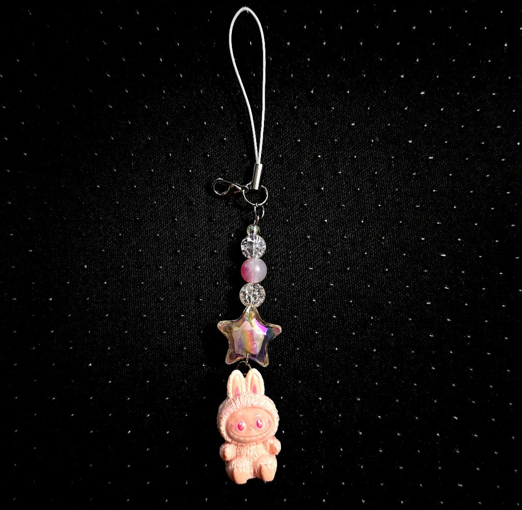 Cute colorful Kawaii giftable beaded Monster Phone charm,  key holder, bag, camera, badge charm. One of each design.