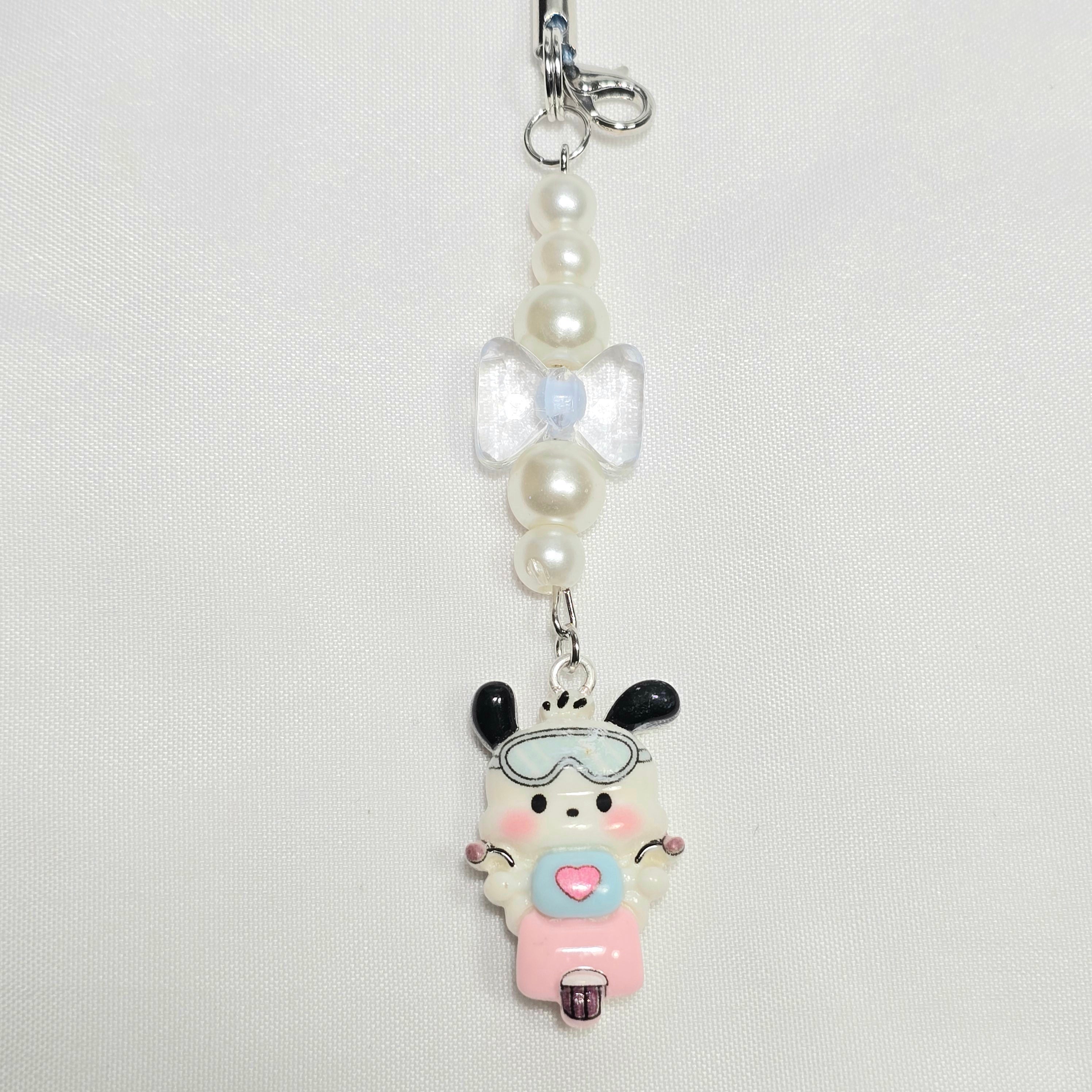 Cute Pochacco Kawaii Beaded Key Chain or Phone Charm