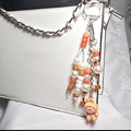 New Pastel Orange Labubu Inspired  Multi Strand Mixed Beaded Bag Charm Key Holder Keychain
