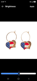 Heart Enamel American Flag  Patriotic Independence Day July 4th  Themed Earrings