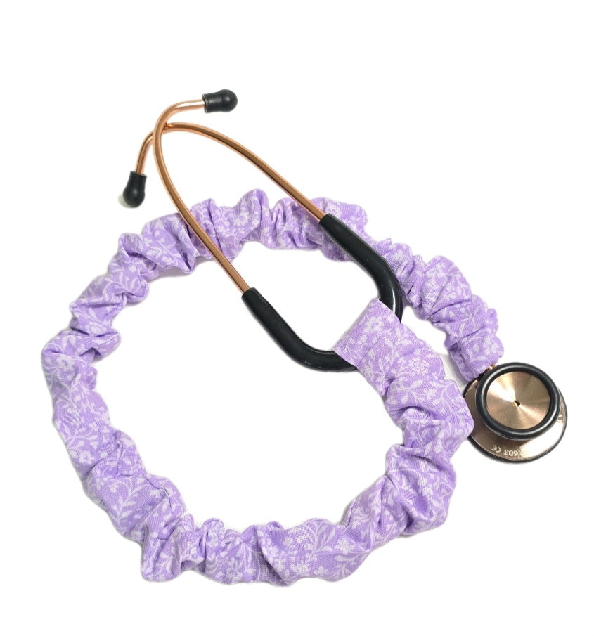 Handmade Purple Lavander Floral  Stethoscope Sleeve: Cotton Cover
