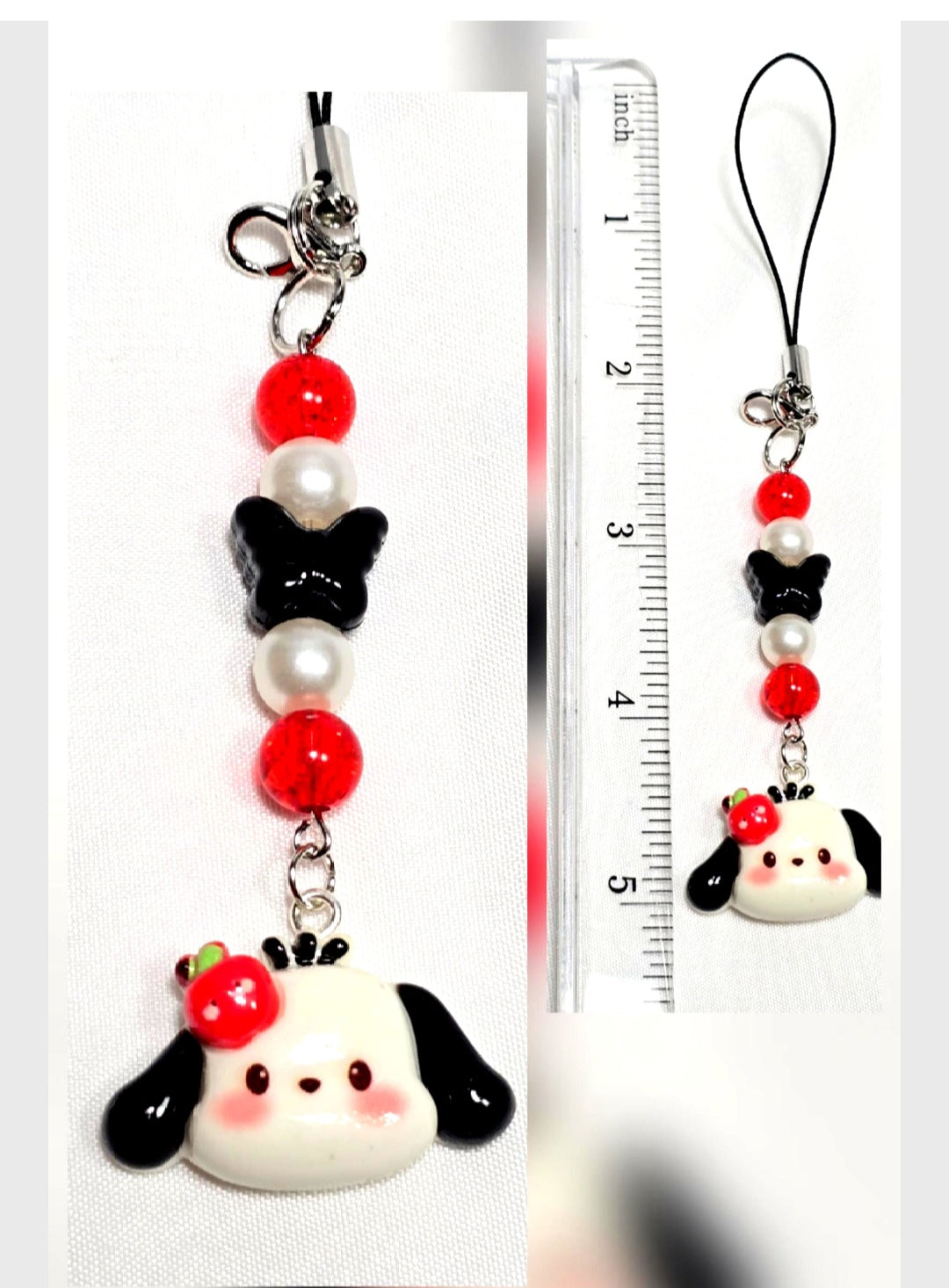 Pochacco Kawaii Beaded Key Chain or Phone Charm