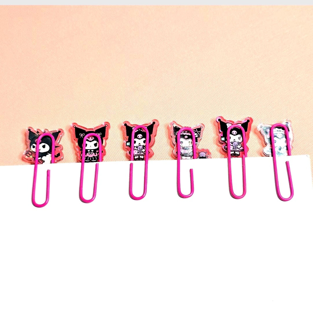 Kuromi Decorated Paper Clips Metal Clip Set of 6